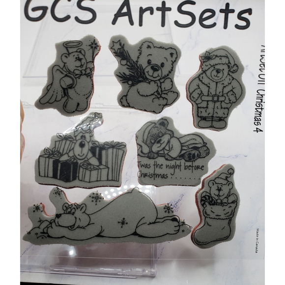 Teddy Bear Christmas GCS Art Unmounted Rubber Stamp Set - Picture 3 of 6